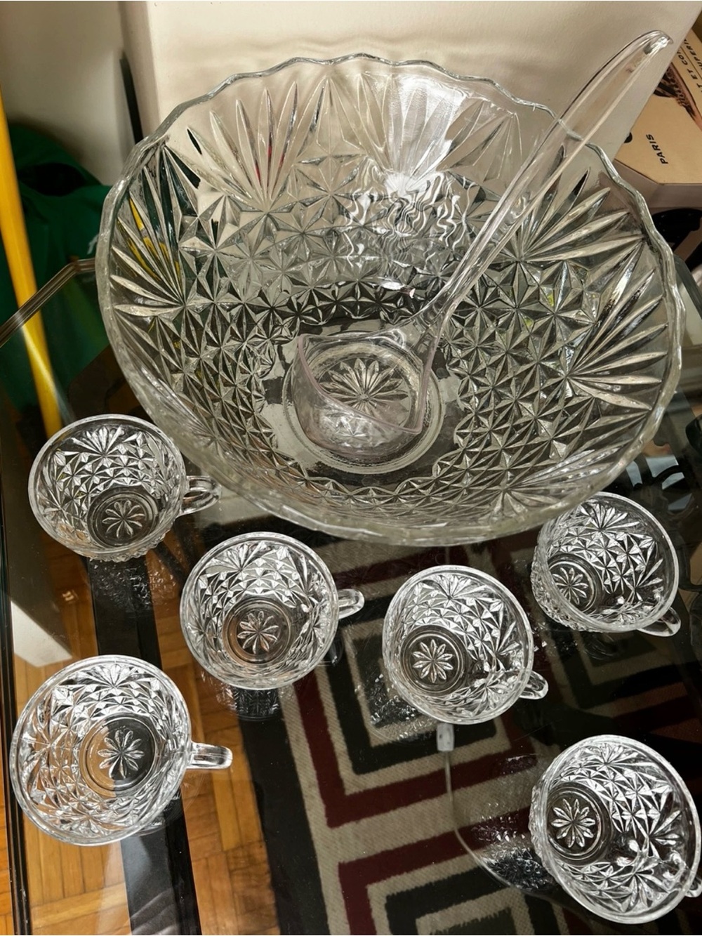 Vintage Crystal Punch Bowl Set